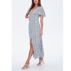 Speckled Flounce-Hem Maxi Dress